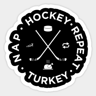 Hockey Turkey Nap Repeat Funny Thanksgiving Sticker